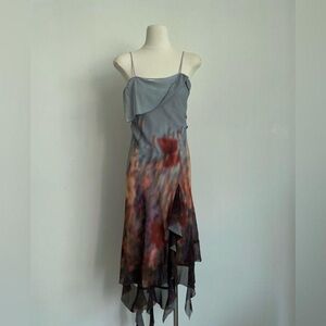Acne Asymmetrical Dress in Gray and Multicolor